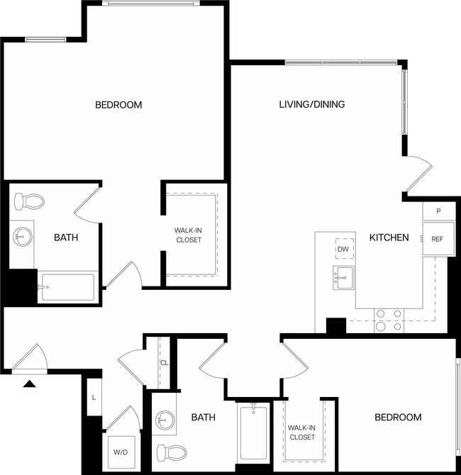 2 Bed/2 Bath-B10 609 floor plan